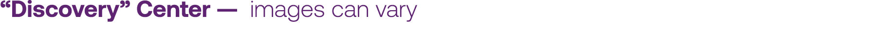 “Discovery” Center — images can vary 