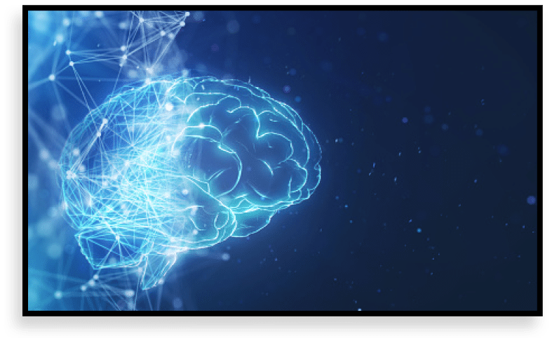 Abstract image of making AI brain by low poly wire frame network 