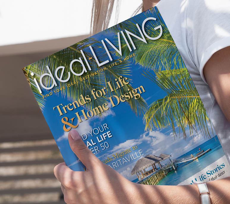 Woman holding a mock-up magazine