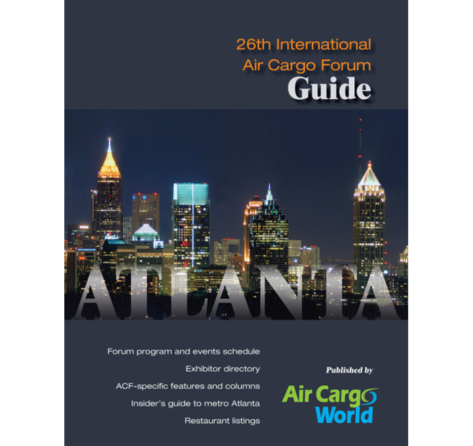 A poster advertising the 28th International Air Cargo Forum in Atlanta. AI generated content