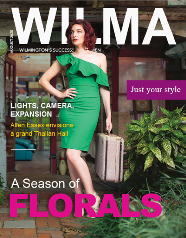 A woman in a green dress is on the cover of Wilma magazine. AI generated content