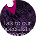 A purple sign with a pink dot on it that says “Talk to our specialist about managing your menopause." AI generated content