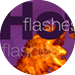 A fire is depicted in a purple background with the words “Hot Flashes" written above it. AI generated content