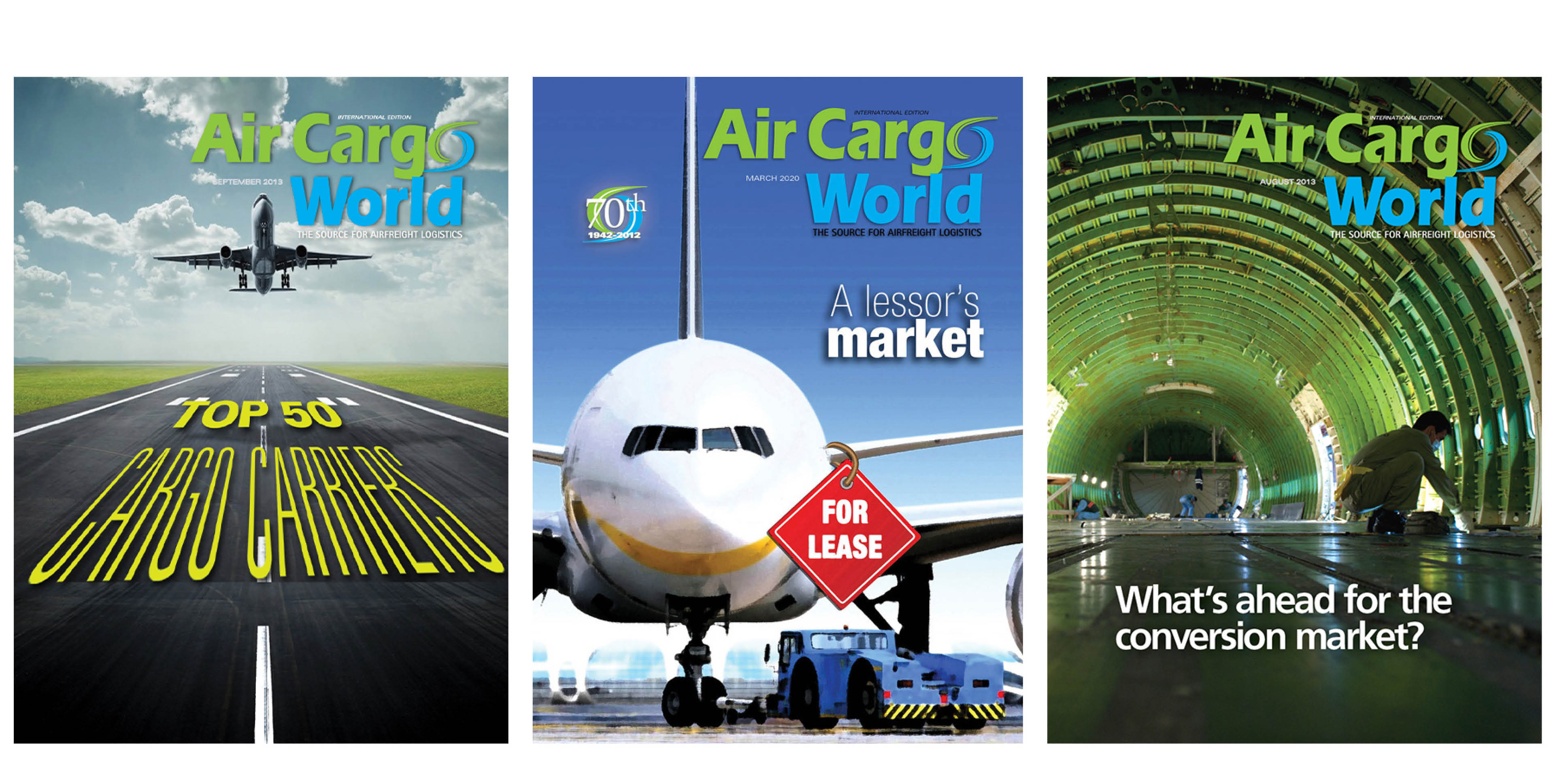 Three posters are displayed, each featuring an airplane. The first poster shows a large white airplane, the second shows a smaller airplane, and the third features a plane in a tunnel. The posters are likely promoting air cargo services. AI generated content
